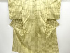 格子織り出し手織り紬着物